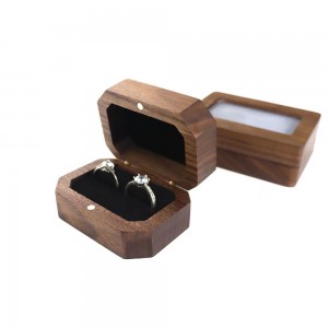 Wholesale Retro Octagon Walnut double Ring box Jewelry storage box from China